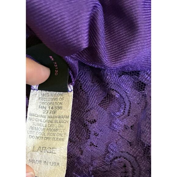Frederick’s of Hollywood Nightgown Slip Dress – Purple Nylon L, USA (Vtg) - Picture 7 of 7